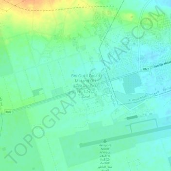Mapa topográfico Beni Ukil de Axara, altitude, relevo