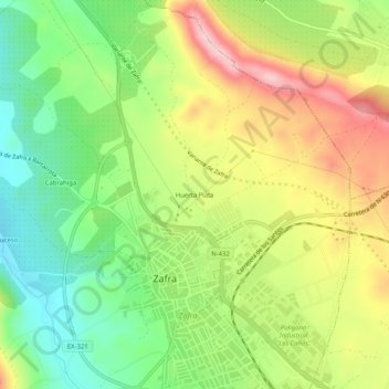 Mapa topográfico Huerta Plata, altitude, relevo