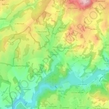 Mapa topográfico Malaval, altitude, relevo