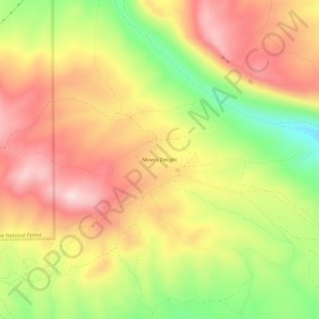 Mapa topográfico Miners Delight, altitude, relevo