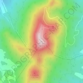 Mapa topográfico Herrera, altitude, relevo