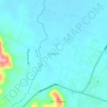 Mapa topográfico Bangkai, altitude, relevo