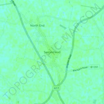 Mapa topográfico Swineshead, altitude, relevo