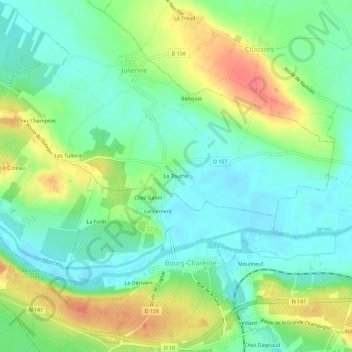 Mapa topográfico La Touche, altitude, relevo