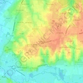 Mapa topográfico Montaplan, altitude, relevo