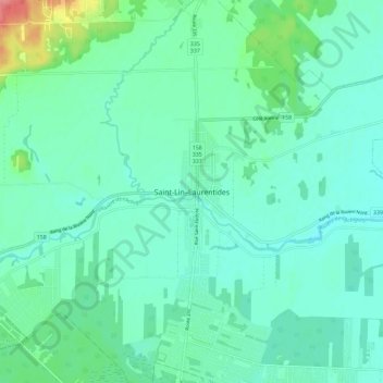 Mapa topográfico Saint-Lin–Laurentides, altitude, relevo