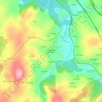 Mapa topográfico Soutolongo de Abaixo, altitude, relevo