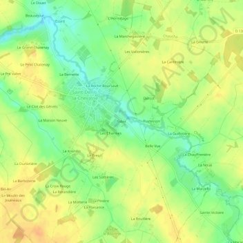 Mapa topográfico Foliot, altitude, relevo