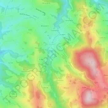 Mapa topográfico Carré, altitude, relevo