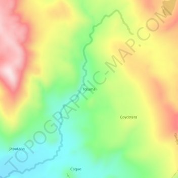 Mapa topográfico Totuma, altitude, relevo