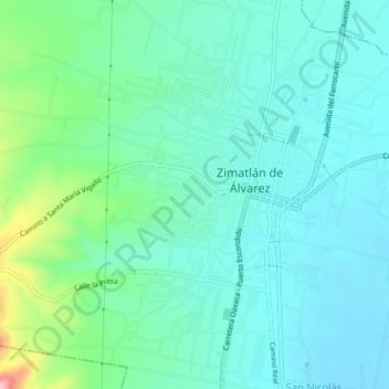 Mapa topográfico Colonia el Pajarito, altitude, relevo