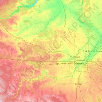 Mapa topográfico Onoway (town), altitude, relevo