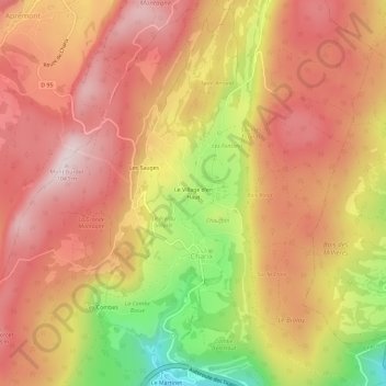 Mapa topográfico Le Village d'en Haut, altitude, relevo