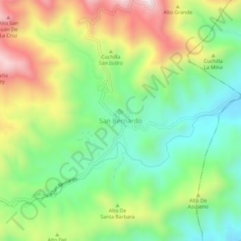 Mapa topográfico San Bernardo, altitude, relevo