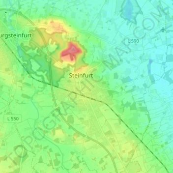 Mapa topográfico Borghorst, altitude, relevo