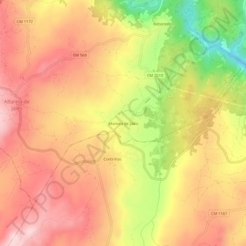 Mapa topográfico Moreira de Jales, altitude, relevo
