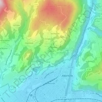 Mapa topográfico Chacroix, altitude, relevo