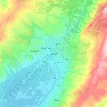 Mapa topográfico Az-Zabadani, altitude, relevo