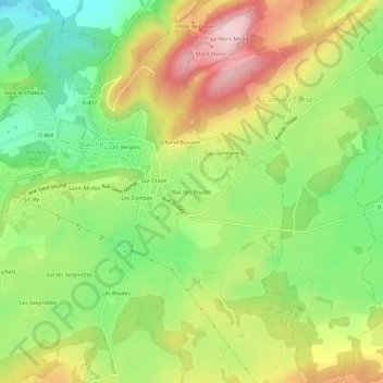 Mapa topográfico Bas des Routes, altitude, relevo