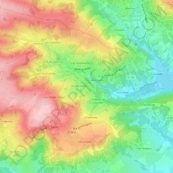 Mapa topográfico La Barre, altitude, relevo