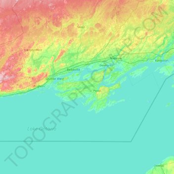 Mapa topográfico Prince Edward, altitude, relevo