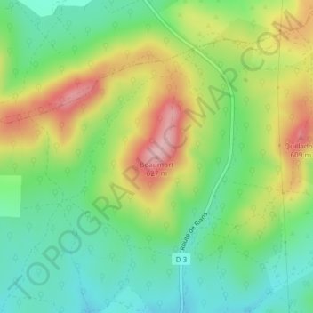Mapa topográfico Beaumort, altitude, relevo