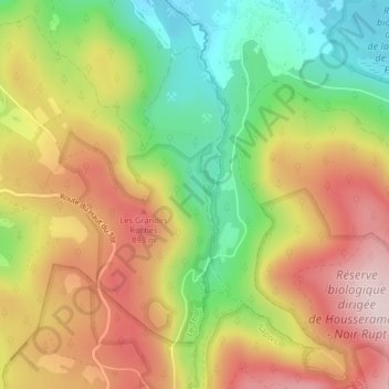 Mapa topográfico Housseramont, altitude, relevo