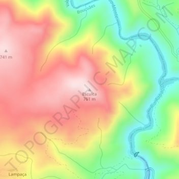 Mapa topográfico Esculca, altitude, relevo