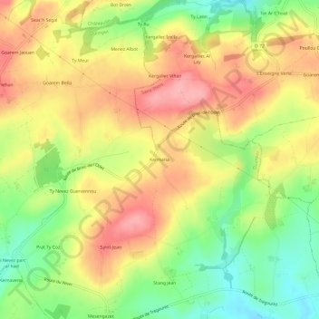 Mapa topográfico Kermaria, altitude, relevo