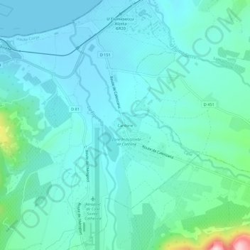 Mapa topográfico Cantone, altitude, relevo