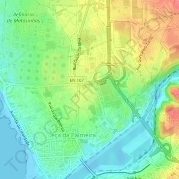 Mapa topográfico Leça, altitude, relevo