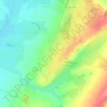 Mapa topográfico Les Bourdelins, altitude, relevo