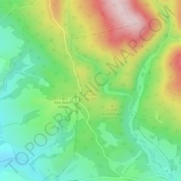 Mapa topográfico Eisborn, altitude, relevo
