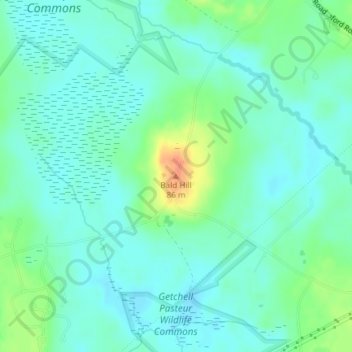 Mapa topográfico Bald Hill, altitude, relevo