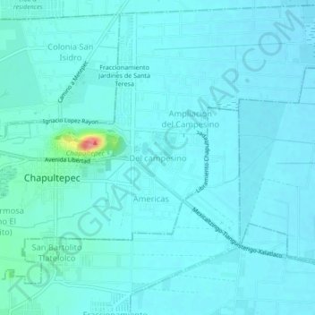 Mapa topográfico Del campesino, altitude, relevo