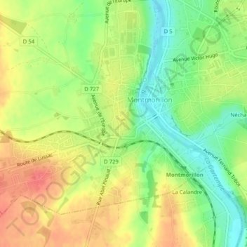 Mapa topográfico La Maison Dieu, altitude, relevo