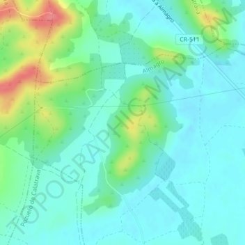 Mapa topográfico Monte Cayo, altitude, relevo