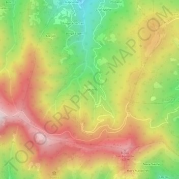 Mapa topográfico Ciastralet, altitude, relevo