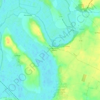 Mapa topográfico Le Perthuis, altitude, relevo