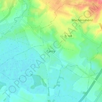 Mapa topográfico Corny, altitude, relevo