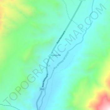 Mapa topográfico Cieneguilla, altitude, relevo
