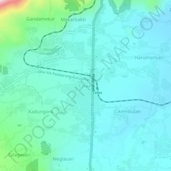 Mapa topográfico Cisaat, altitude, relevo