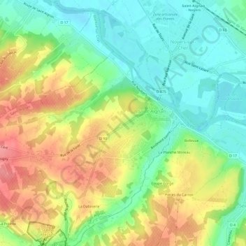 Mapa topográfico Route du Blanc, altitude, relevo
