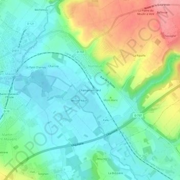 Mapa topográfico Champmarchand, altitude, relevo