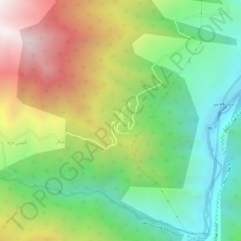 Mapa topográfico مرس, altitude, relevo