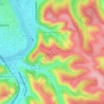 Mapa topográfico Mont Saint-Cyr, altitude, relevo