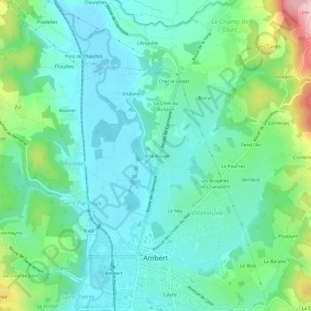 Mapa topográfico Terre Rouge, altitude, relevo