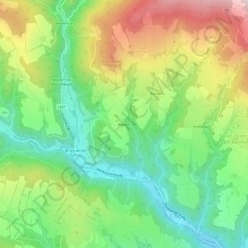 Mapa topográfico Köppel, altitude, relevo