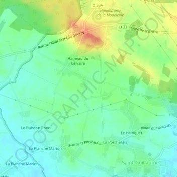 Mapa topográfico Le Clos Neuf, altitude, relevo