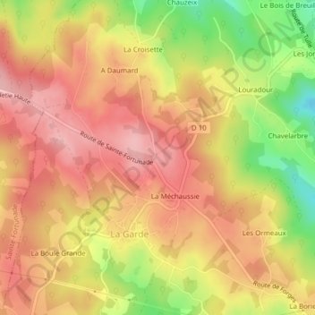 Mapa topográfico La Chapeloune, altitude, relevo